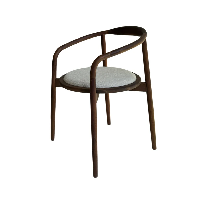 Chaise de salle à manger Ely - Assise ronde en tissu - Noyer foncé - Bois d'acacia - VDF115
