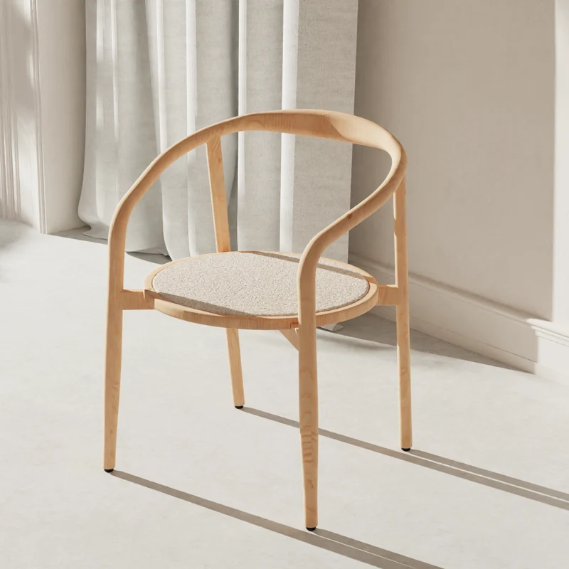 Chaise de salle à manger Ely - Assise ronde en tissu - Chêne - VDF115