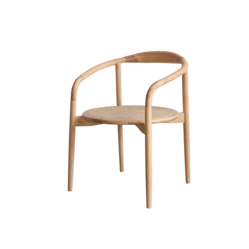 Chaise de salle à manger Ely - Assise ronde en rotin - Chêne
