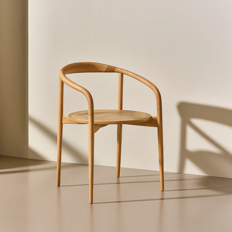 Chaise de salle à manger Ely - Assise ronde en rotin - Chêne