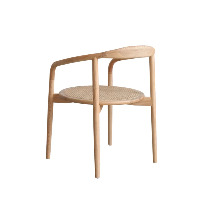 Chaise de salle à manger Ely - Assise ronde en rotin - Chêne
