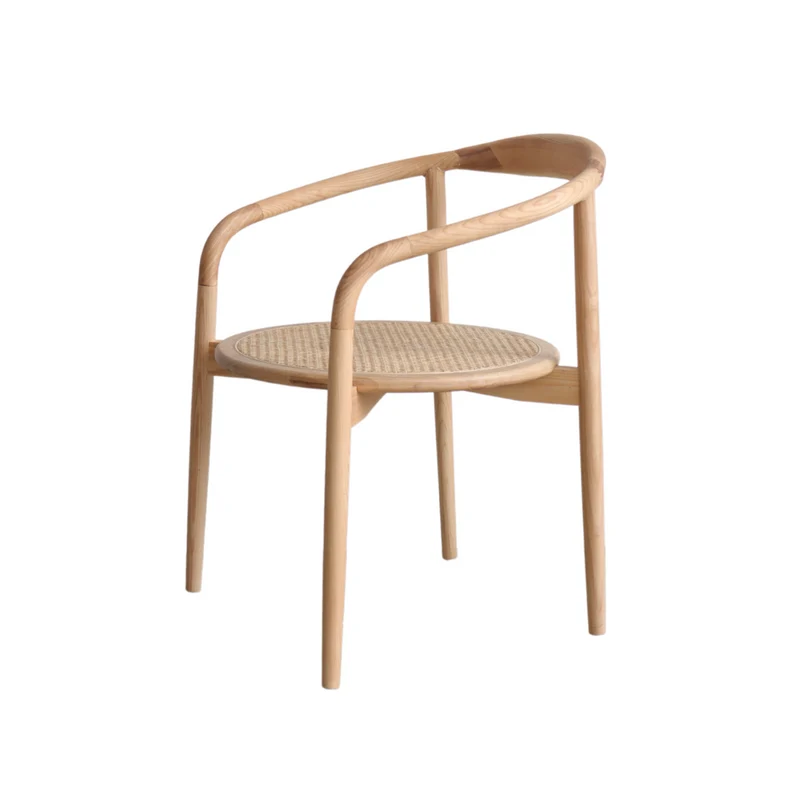Chaise de salle à manger Ely - Assise ronde en rotin - Chêne