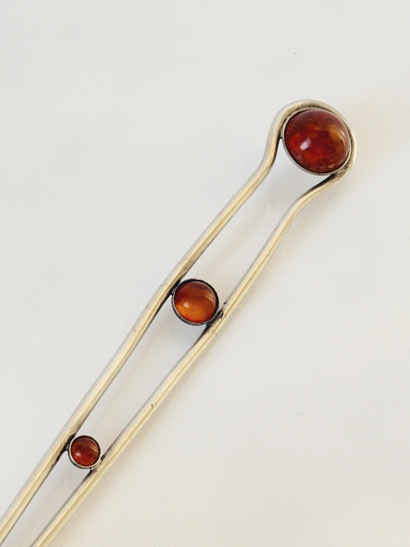 Silver Plated & Amber Insert Serving Ladle