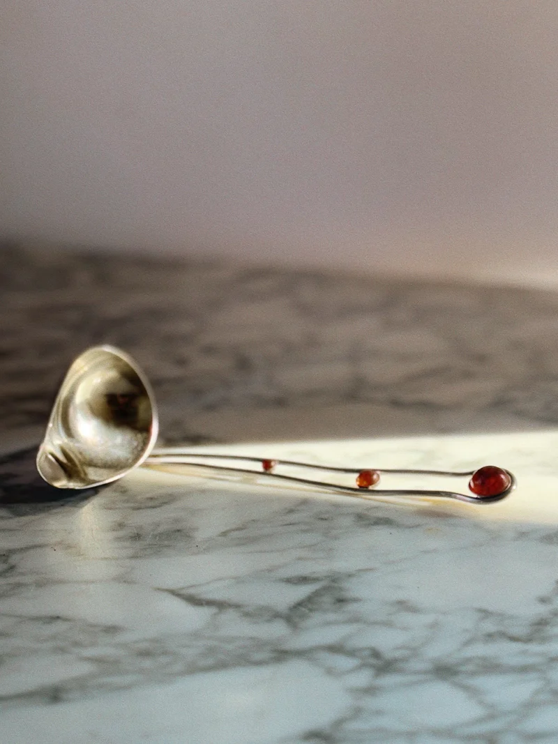 Silver Plated & Amber Insert Serving Ladle