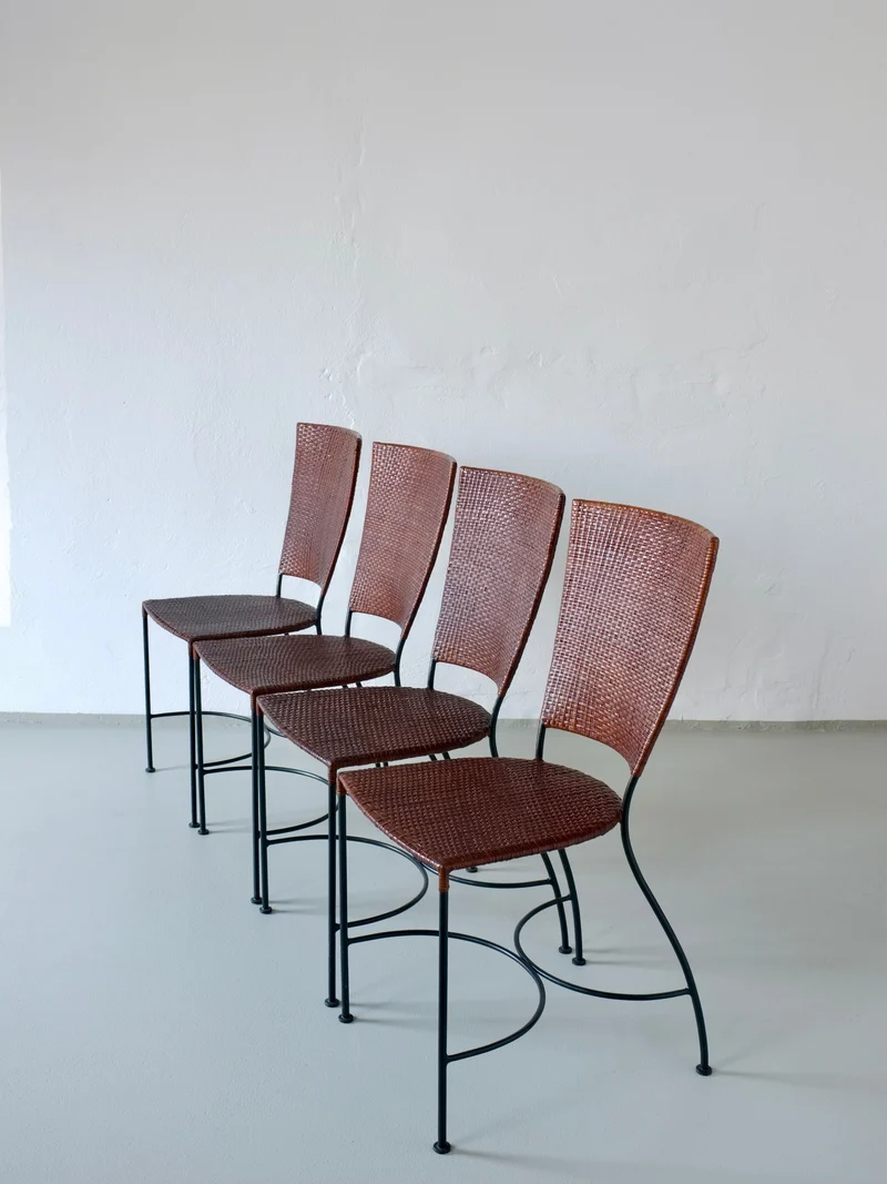 4 Wrought Iron Chairs, Belgium 80s