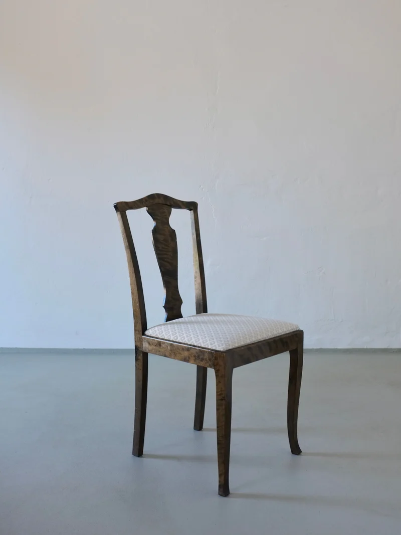 Swedish Grace Satin Birch Dining Chairs, Set of 6, 1920s