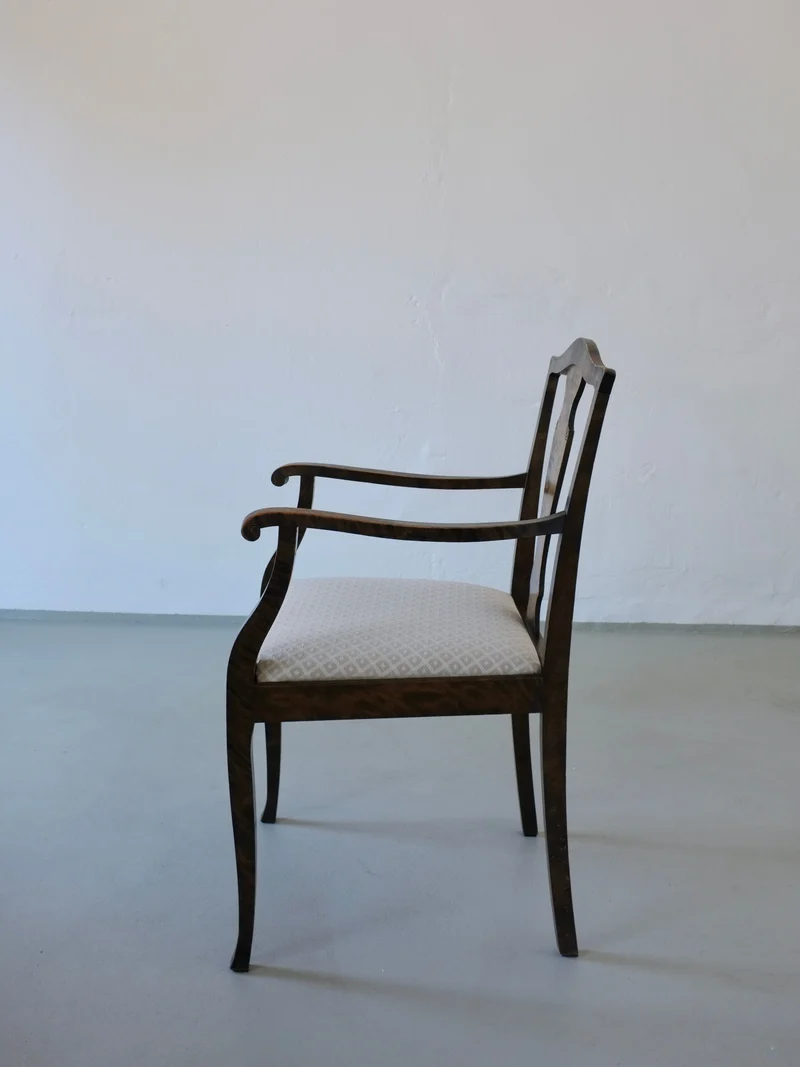 Swedish Grace Satin Birch Dining Chairs, Set of 6, 1920s