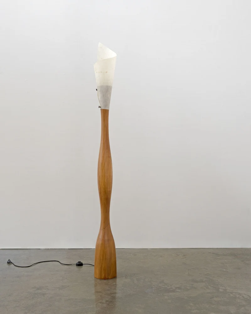 Vintage Postmodern Sculptural Wood Floor Lamp