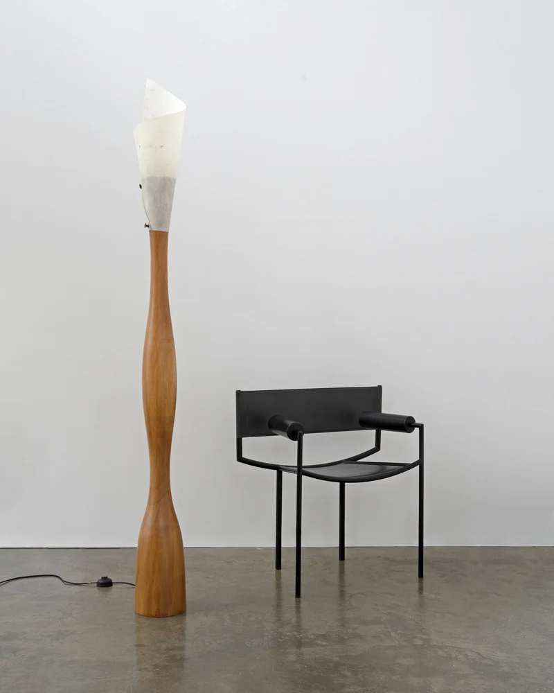 Vintage Postmodern Sculptural Wood Floor Lamp
