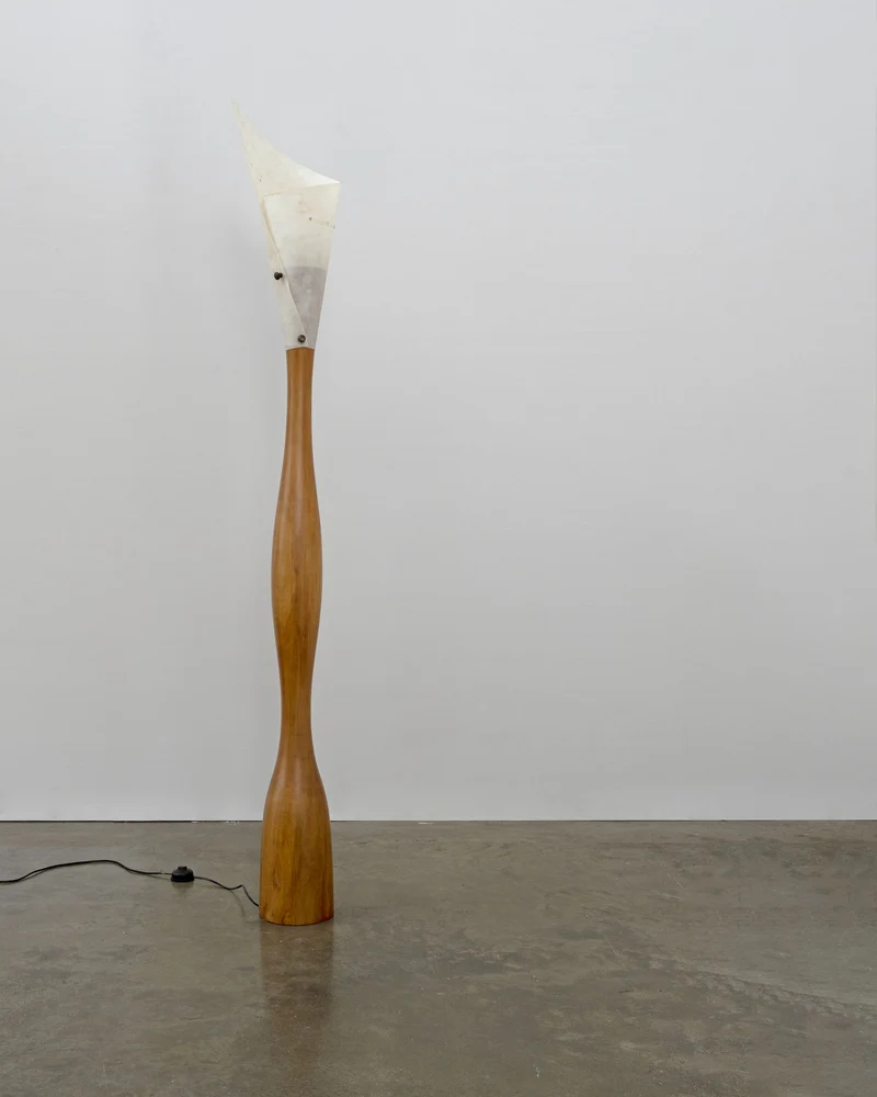 Vintage Postmodern Sculptural Wood Floor Lamp