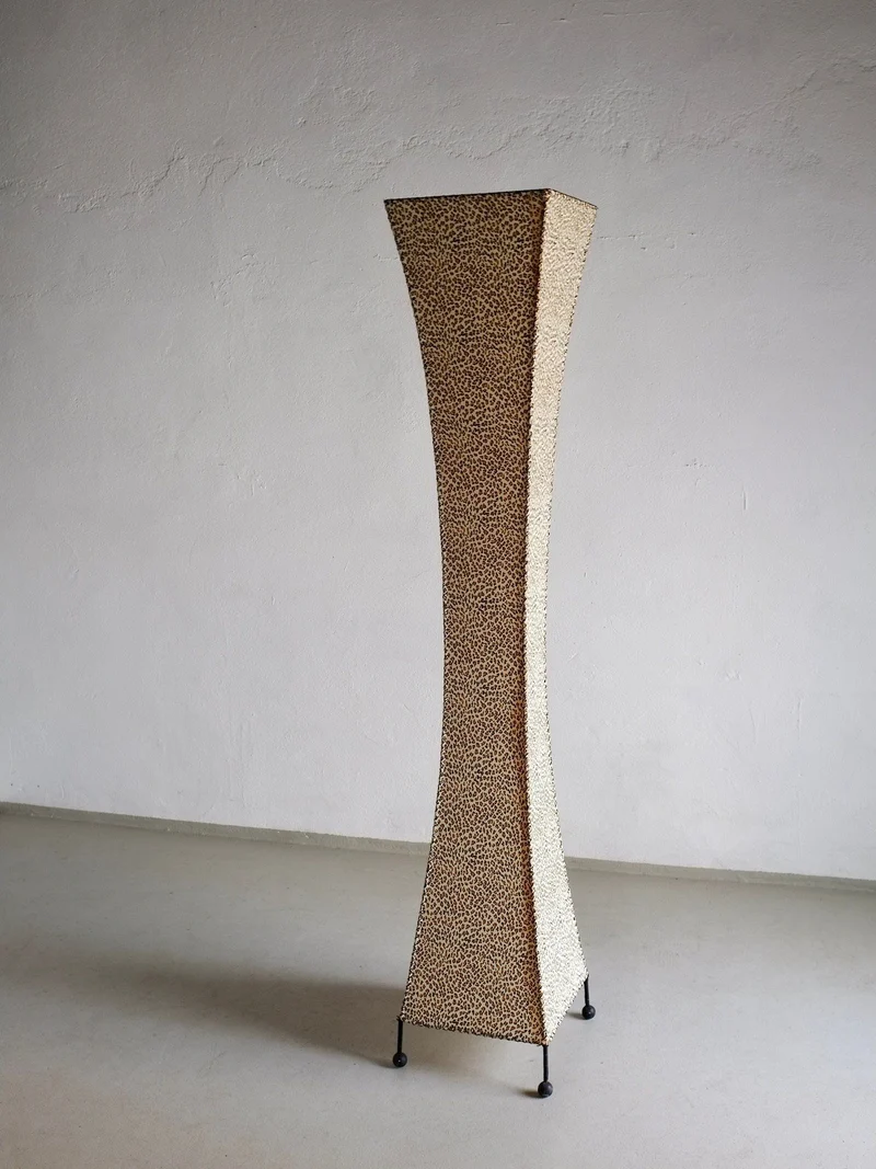 Vintage Leopard Print Fabric Floor Lamp, 1980s