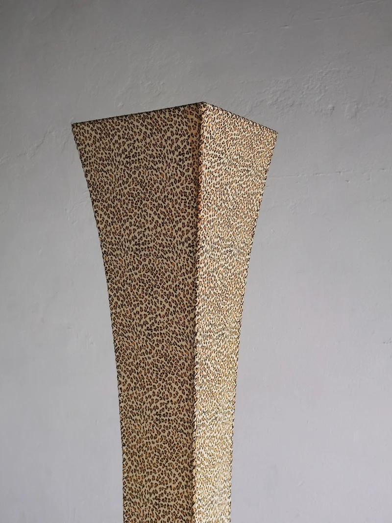 Vintage Leopard Print Fabric Floor Lamp, 1980s