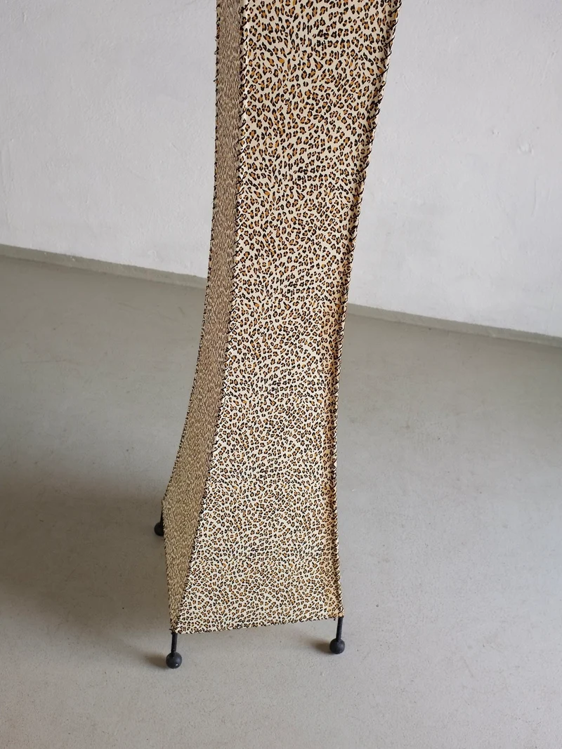 Vintage Leopard Print Fabric Floor Lamp, 1980s