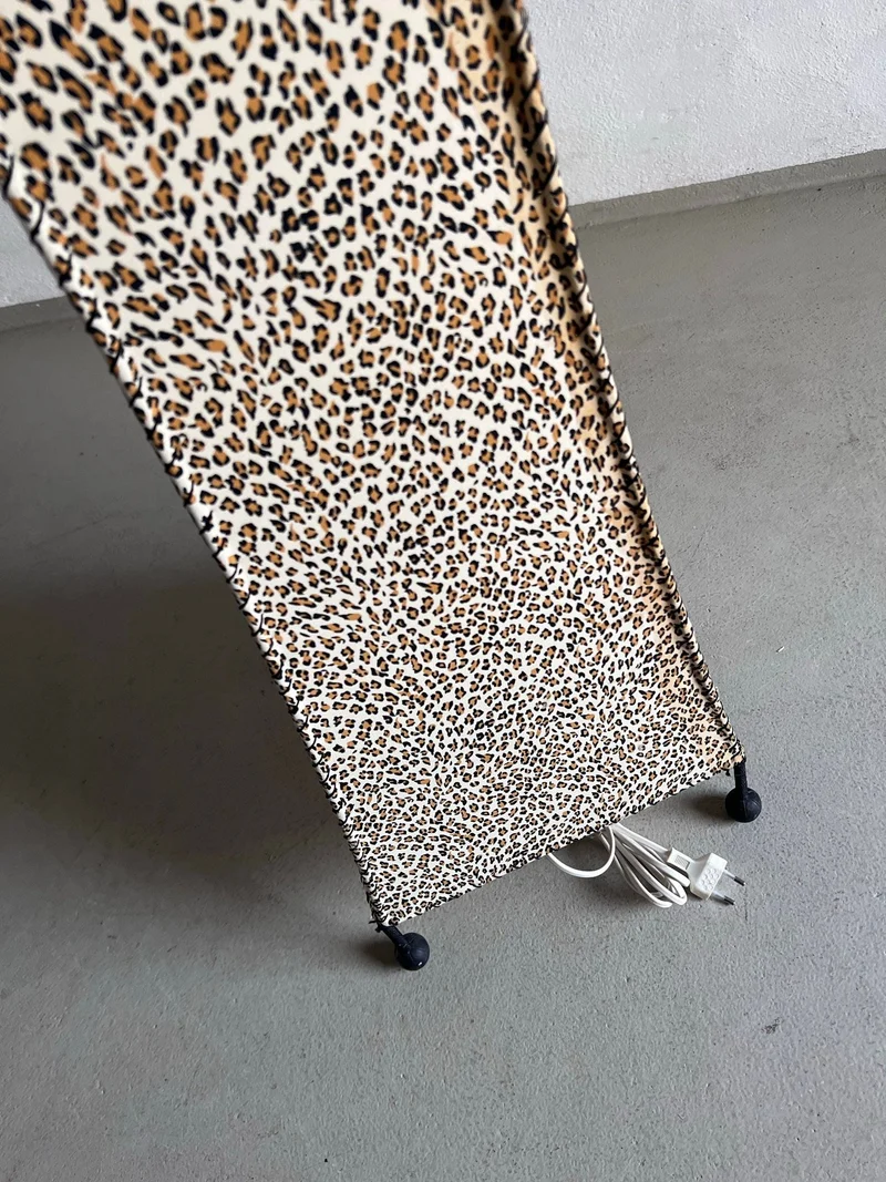 Vintage Leopard Print Fabric Floor Lamp, 1980s