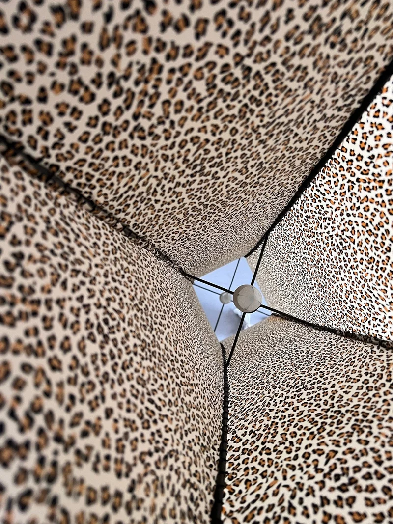 Vintage Leopard Print Fabric Floor Lamp, 1980s