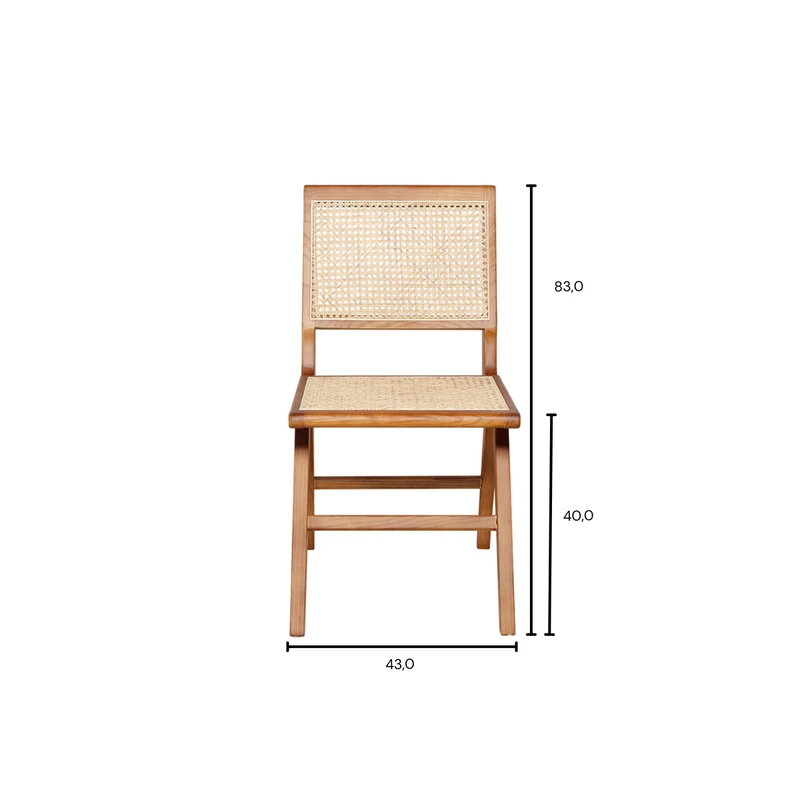 Chaise de salle à manger rétro noyer/rotin naturel - Ruben