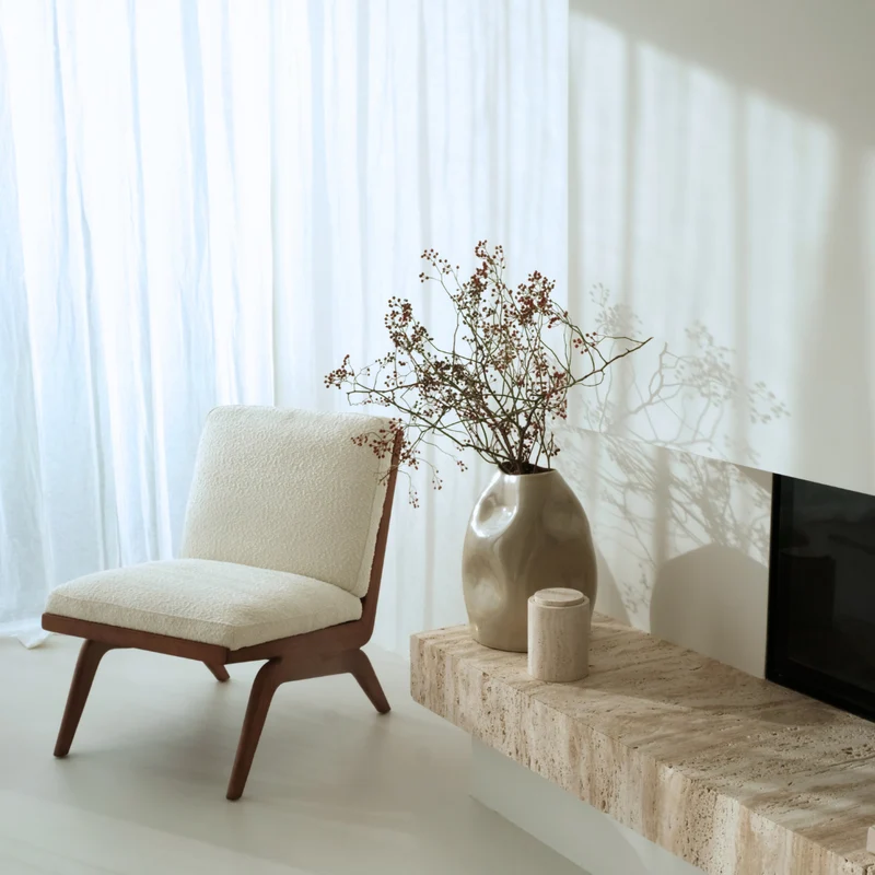 Joanna - fauteuil - noyer/tissu peluche