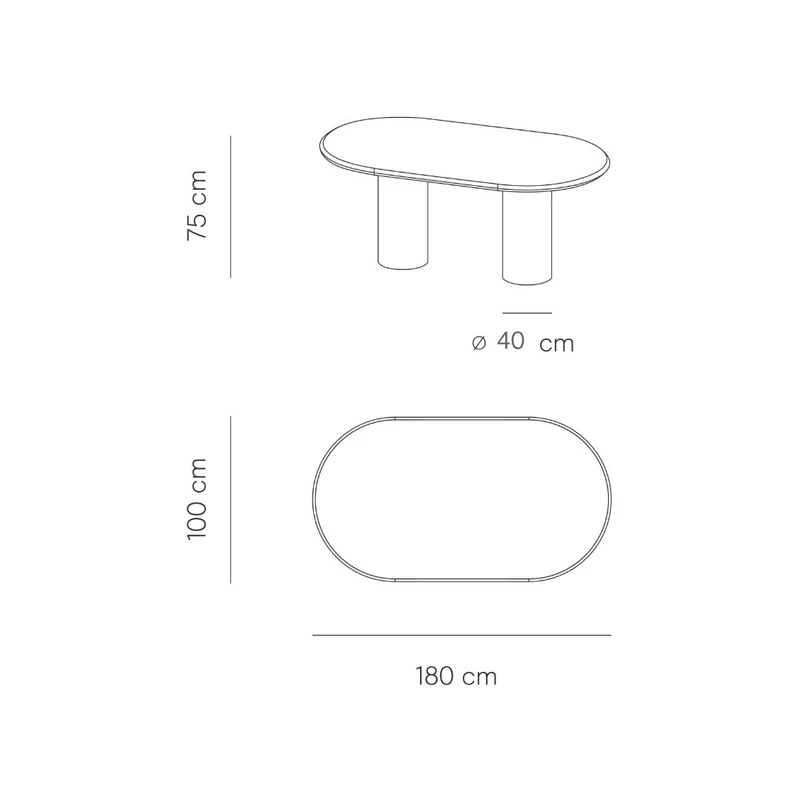 Table à manger ovale avec pieds de table ronds - Kimberly - Microskin
