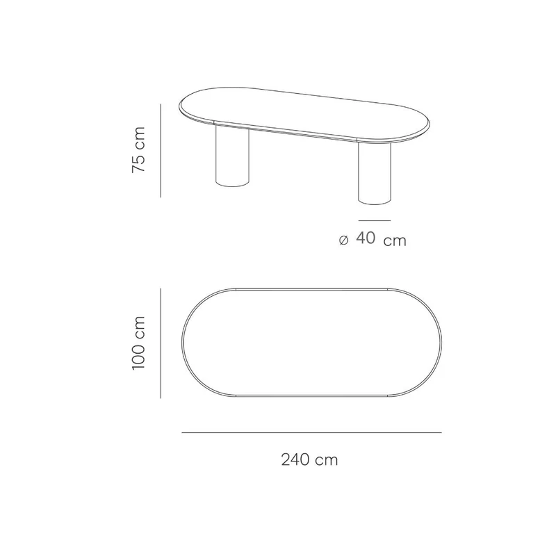 Table à manger ovale avec pieds de table ronds - Kimberly - Microskin