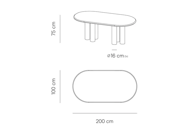 Table à manger ovale avec pieds de table ronds - Kimberly - Microskin