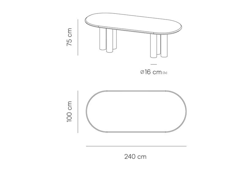 Table à manger ovale avec pieds de table ronds - Kimberly - Microskin