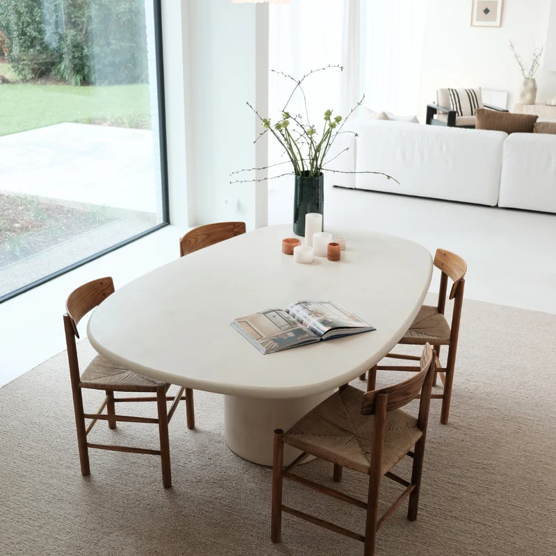 Eettafel beige aspect mortex - Microskin - 180 cm - Geelong