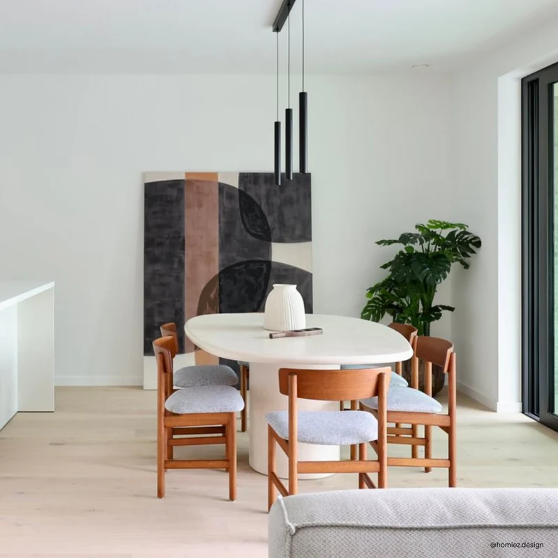 Eettafel beige aspect mortex - Microskin - 180 cm - Geelong