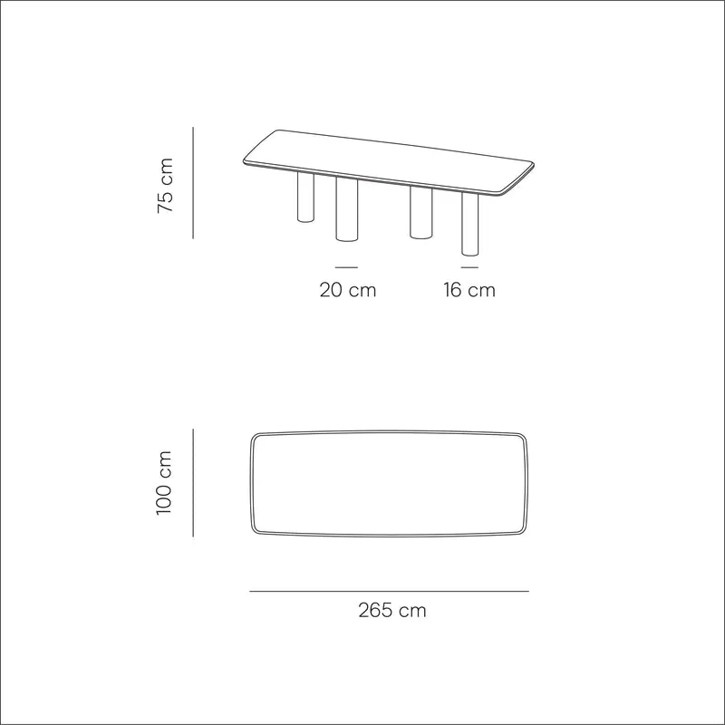 Microskin Grande table à manger Pim - 265 cm - Aspect Mortex