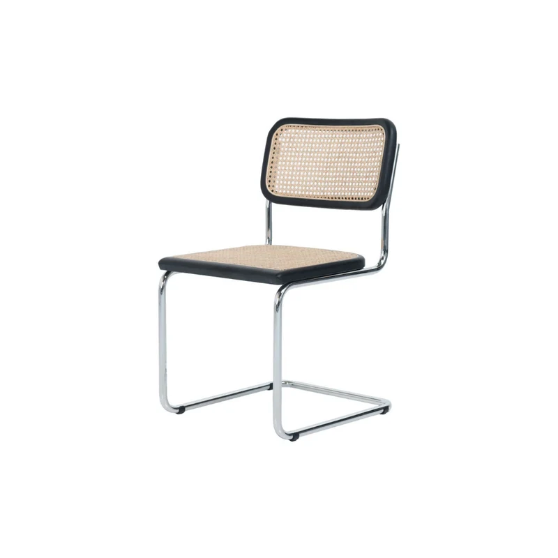 Chaise en Cannage Naturel - Noir/Chrome - Swing