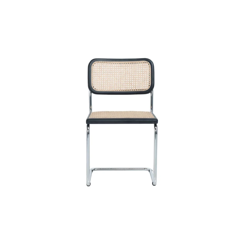Chaise en Cannage Naturel - Noir/Chrome - Swing