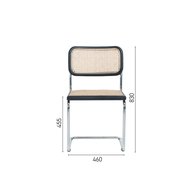 Chaise en Cannage Naturel - Noir/Chrome - Swing