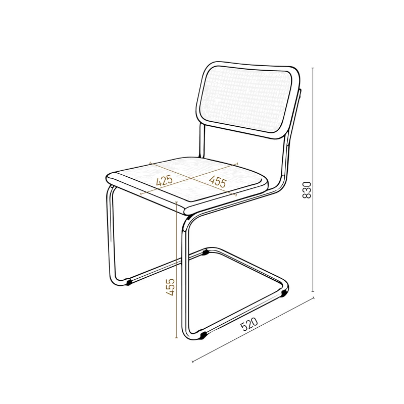 Chaise en Cannage Naturel - Noir/Chrome - Swing