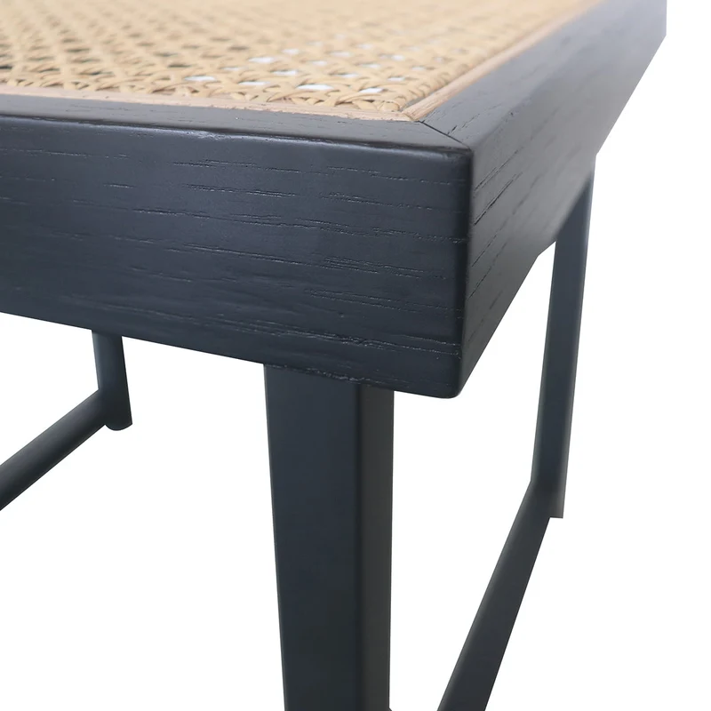 Table d'Appoint Rotin - Maeva - Noir/Rotin Naturel - 45x45x43cm