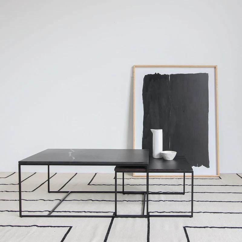 Table Basse en Céramique - Miles - Céramique Noire - 90x60x40cm