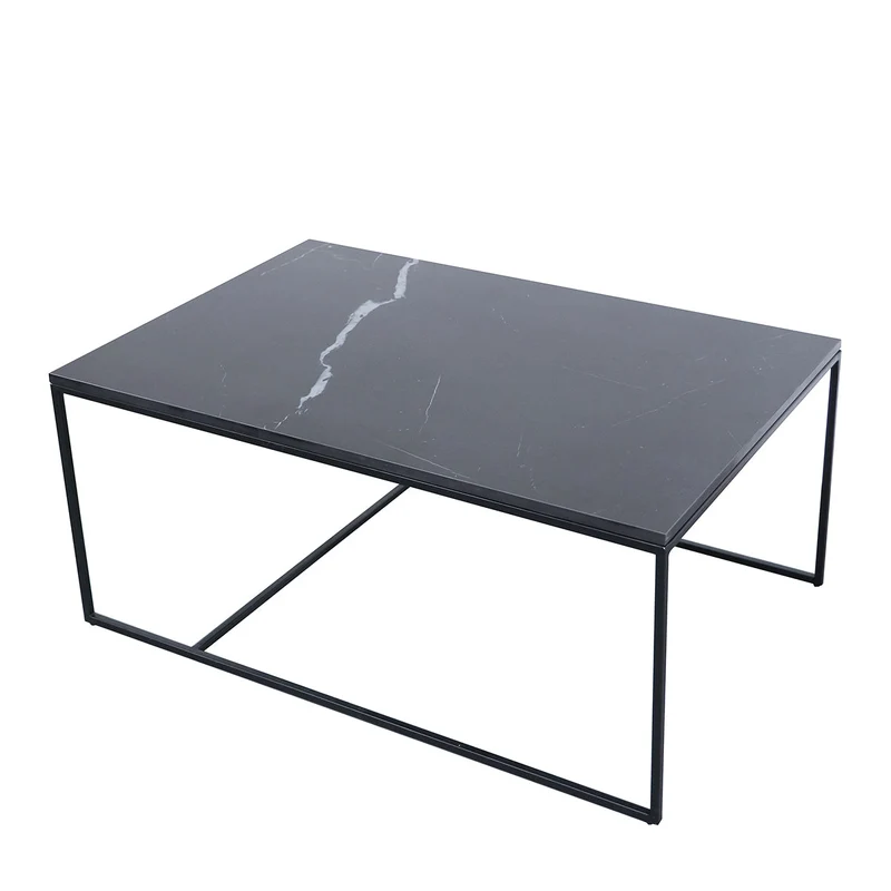 Table Basse en Céramique - Miles - Céramique Noire - 90x60x40cm