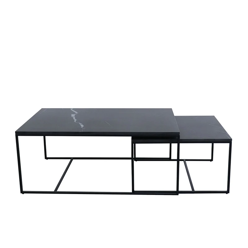 Table Basse en Céramique - Miles - Céramique Noire - 90x60x40cm