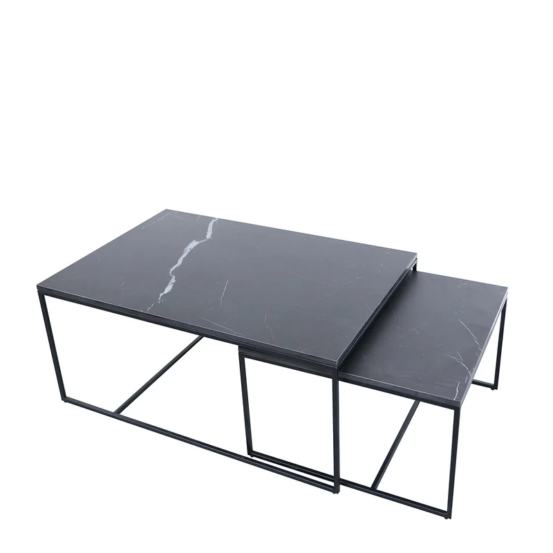 Table Basse en Céramique - Miles - Céramique Noire - 90x60x40cm