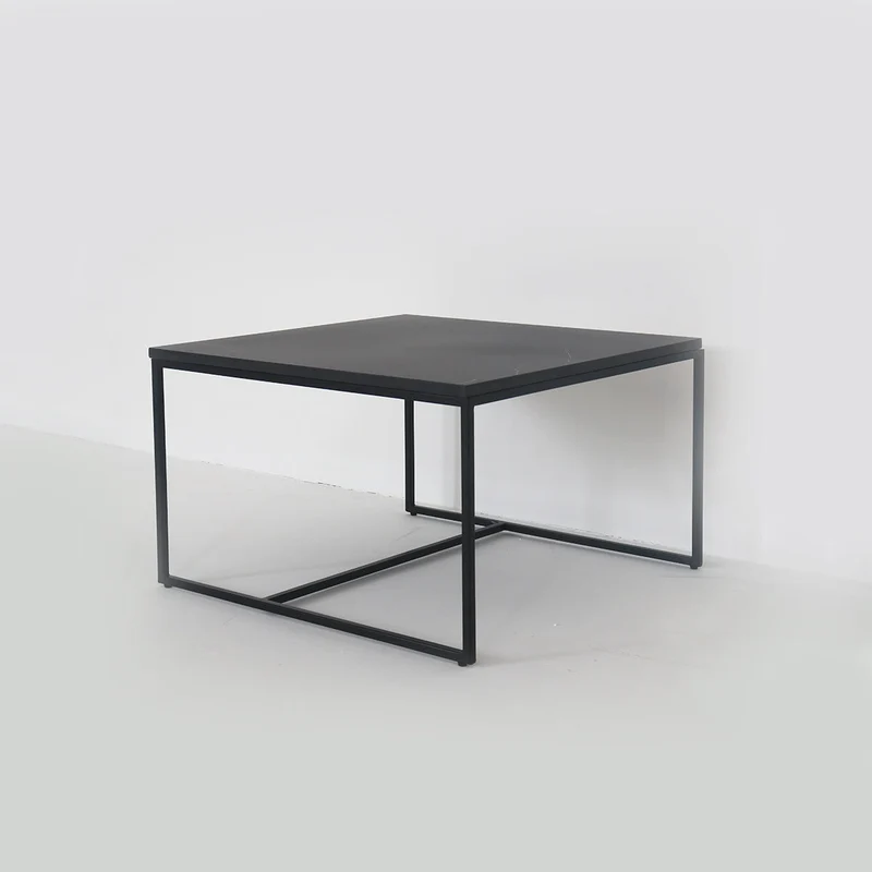 Table Basse en Céramique - Miles - Céramique Noire - 55x55x35cm