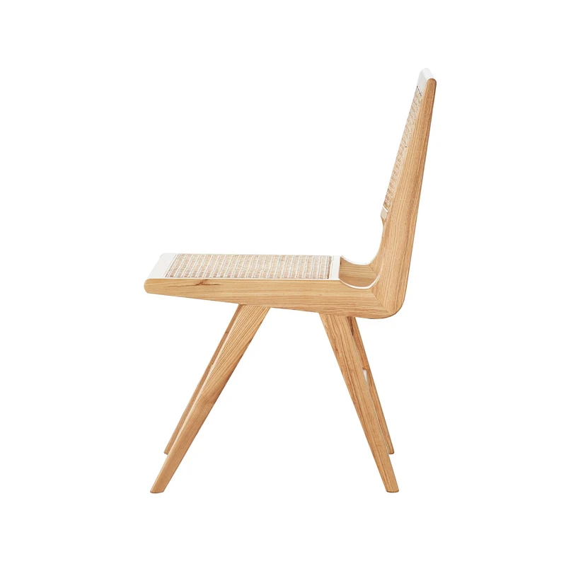 Chaise de salle à manger rétro en chêne/roseau - Ruben