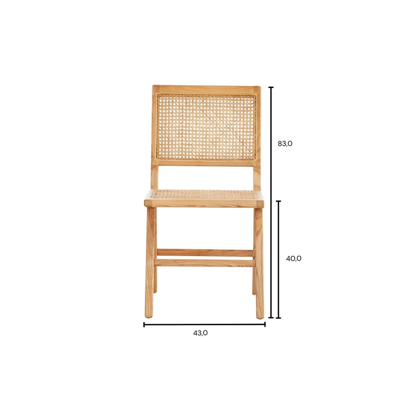 Chaise de salle à manger rétro en chêne/roseau - Ruben