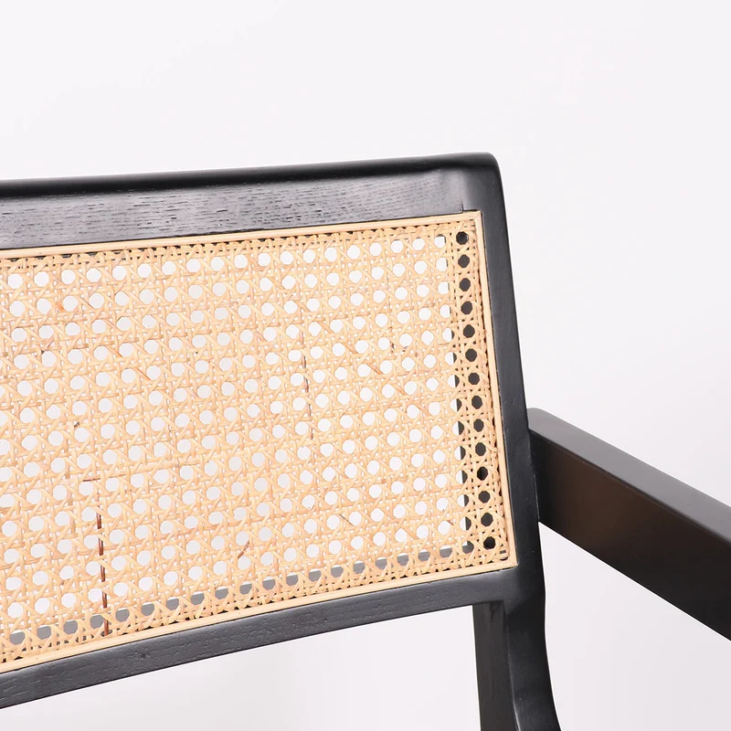 Chaise Rétro avec Accoudoir Noir/Roseau - Ruben