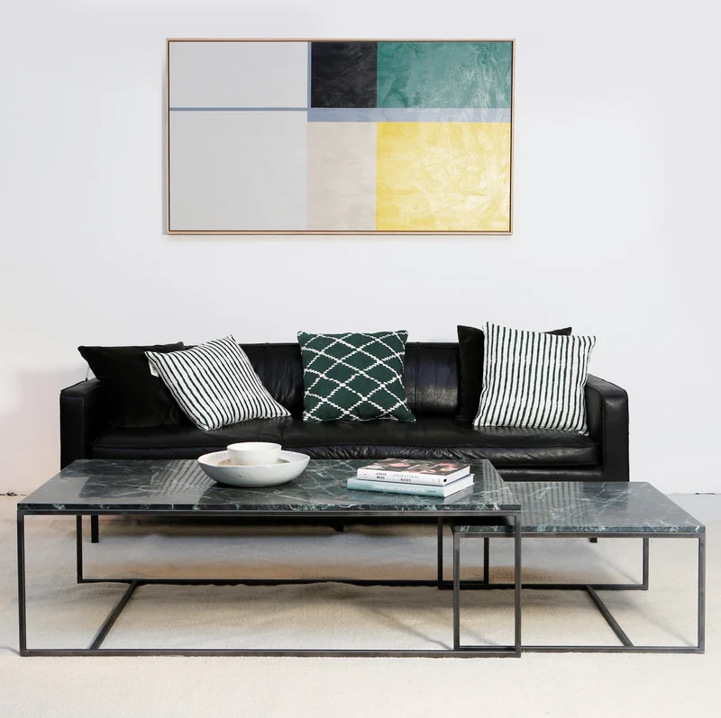 Table Basse Carrée en Marbre - Vert - Will - 70x70x36,5cm