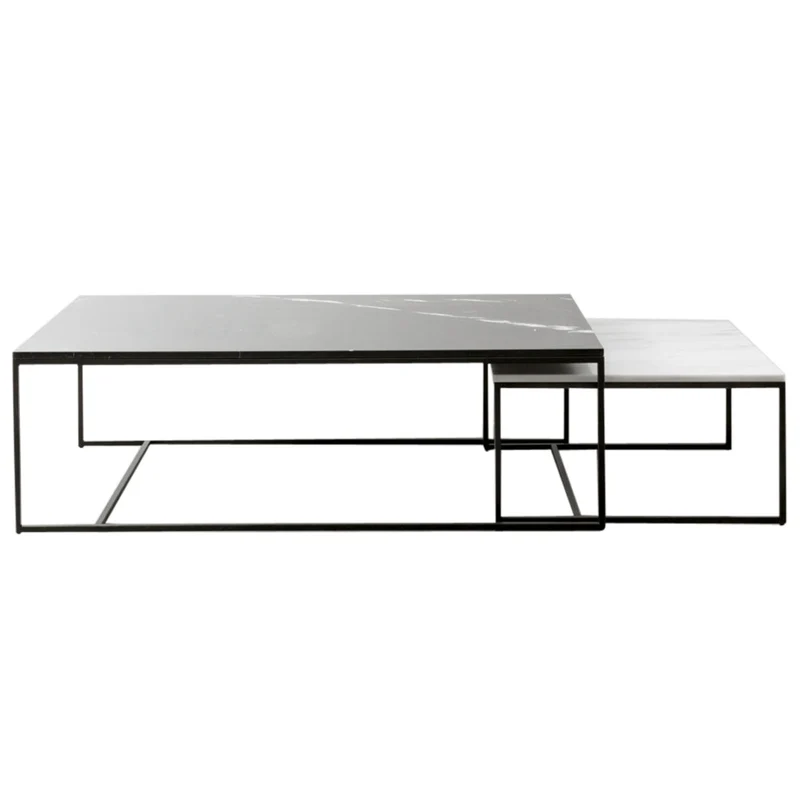 Table Basse Carrée en Marbre - Blanc - Will - 70x70x36,5cm