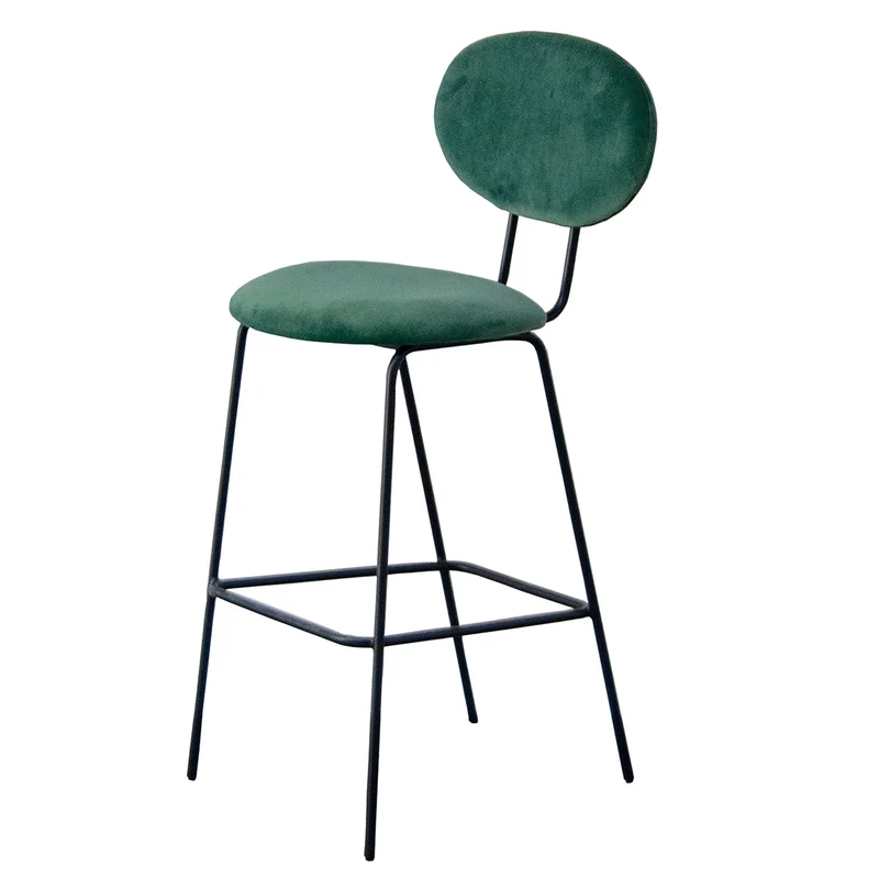 Tabouret de Bar - Velours Vert Foncé/Noir - Londres