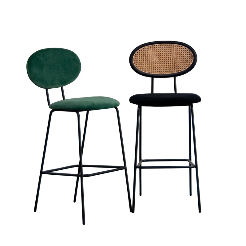 Tabouret de Bar - Velours Vert Foncé/Noir - Londres