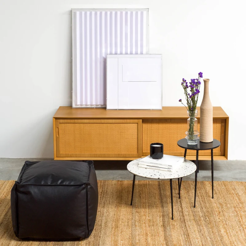 Table d'Appoint Mauritz - Terrazzo Noir/Blanc - 40x40x40cm