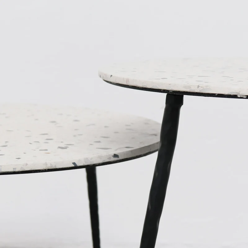Table d'Appoint Mauritz - Terrazzo Noir/Blanc - 40x40x40cm