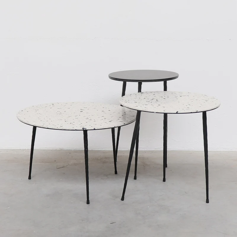 Table d'Appoint Mauritz - Terrazzo Noir/Blanc - 40x40x40cm