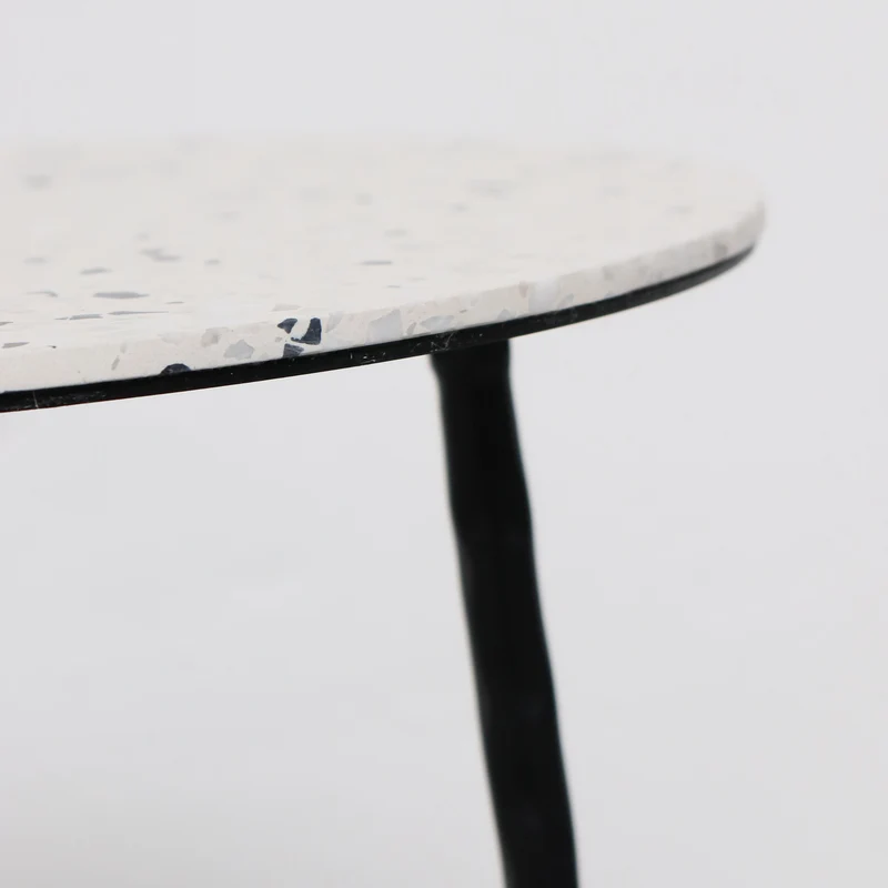 Table d'Appoint Mauritz - Terrazzo Noir/Blanc - 40x40x40cm