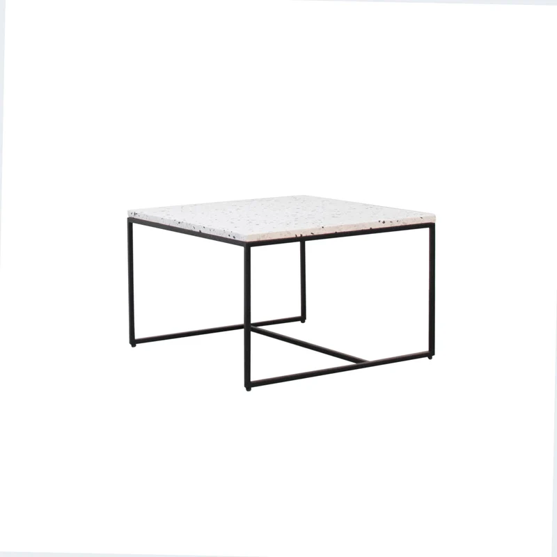 Table Basse Rectangualaire - Miles - Terrazzo Blanc - 55cm
